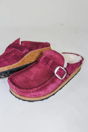 Buckley Shearling Maroon Slip Ons