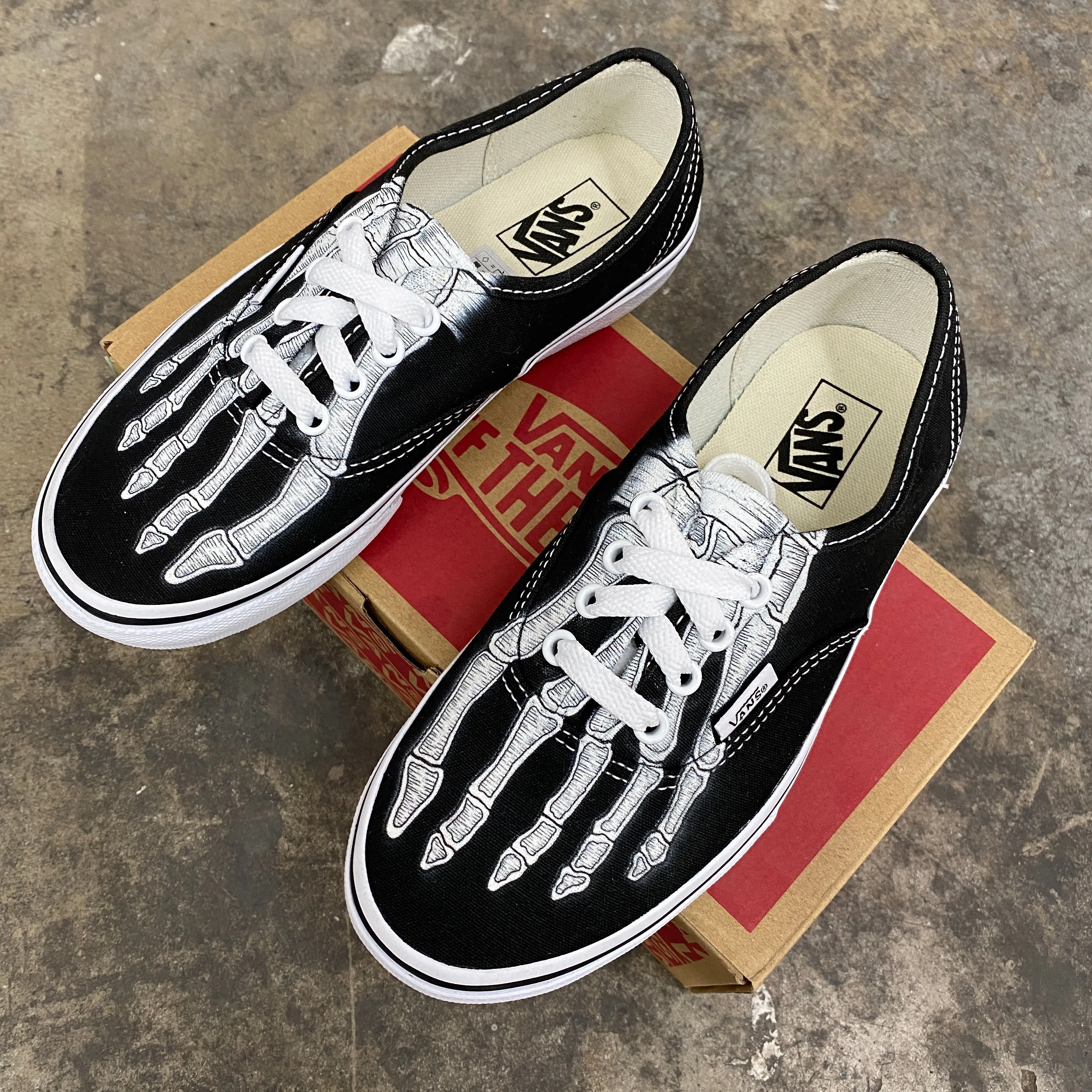 Custom Authentics Skeleton Boney Feet - Custom Vans Shoes