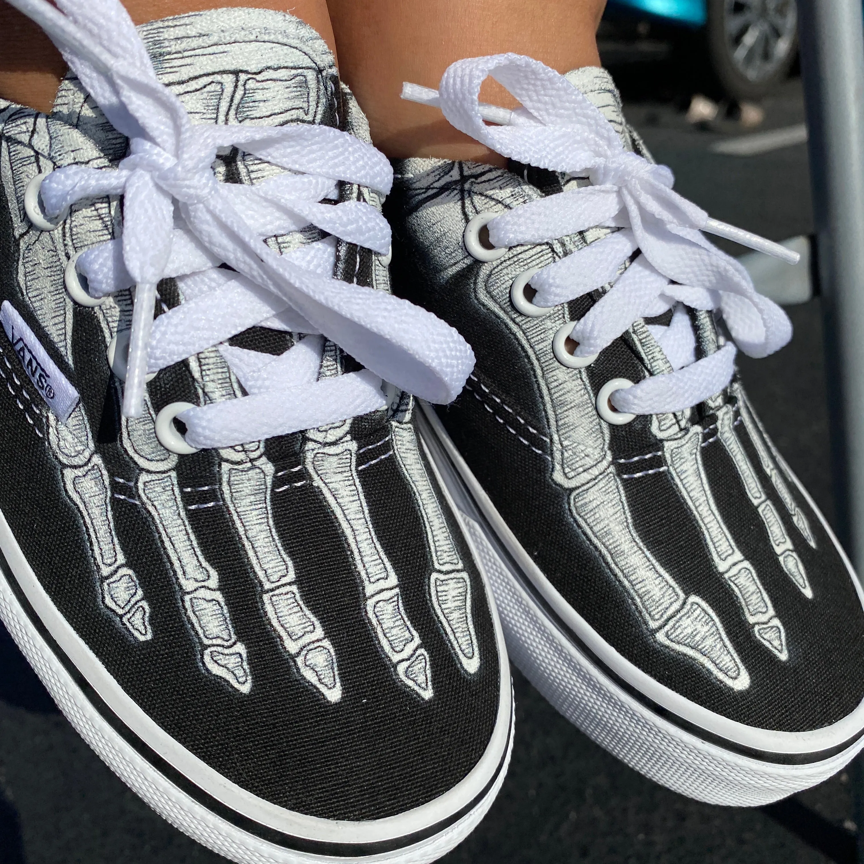 Custom Authentics Skeleton Boney Feet - Custom Vans Shoes