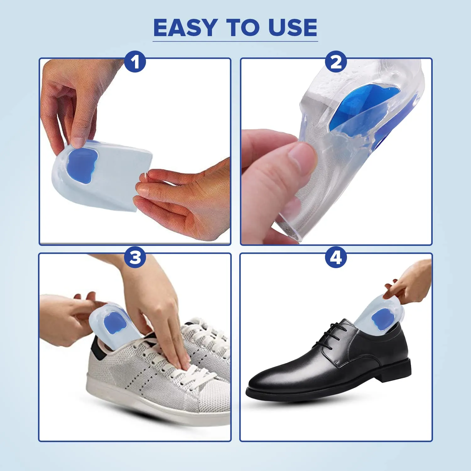 Dr Foot Gel Heel Cups Pair | Foot Comfort Support Protectors | For Bone Spurs Pain Relief Protectors Of Your Sore | Massaging & Shock Absorbing Gel | For Men - 1 Pair (Pack of 5)