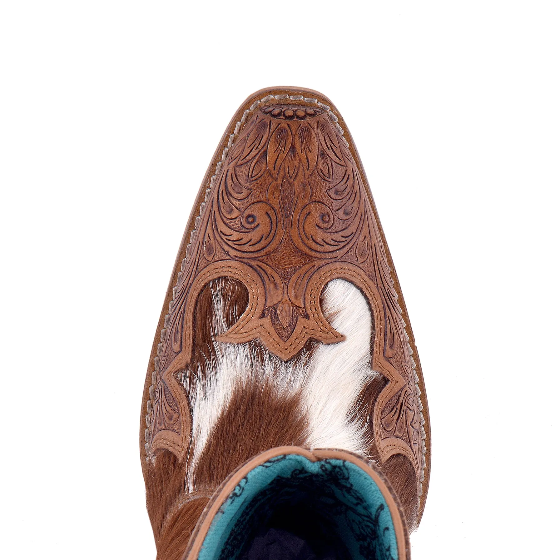 Georgia Trail Hair-on Hide & Hand-tooled Leather Boots