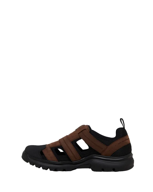 Hush Puppies Mens Brown/Black Amaro Comfort Shoes Slide Sandals