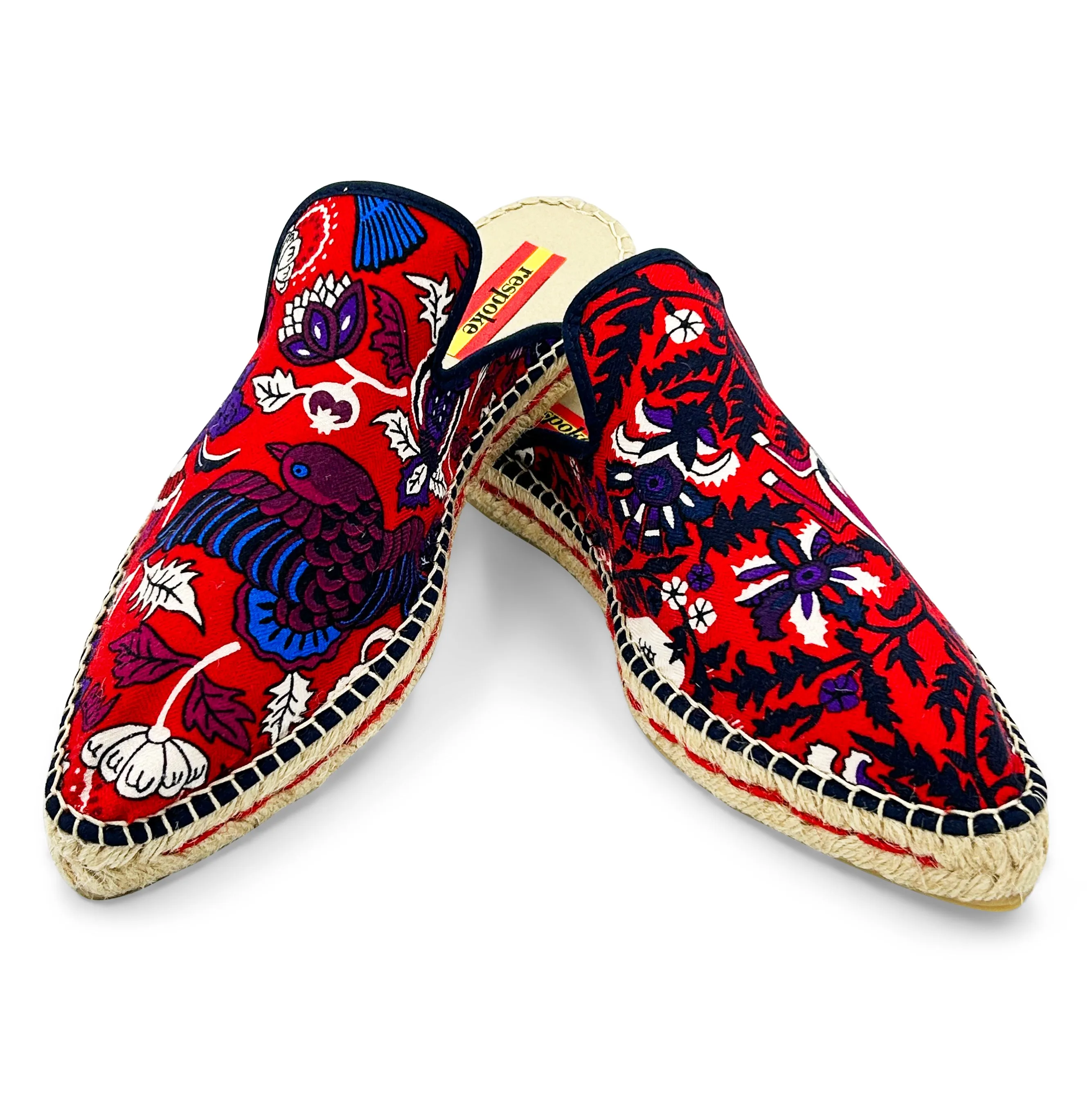 JARDINS Red Silk/Cashmere Cocktail Mule Espadrilles