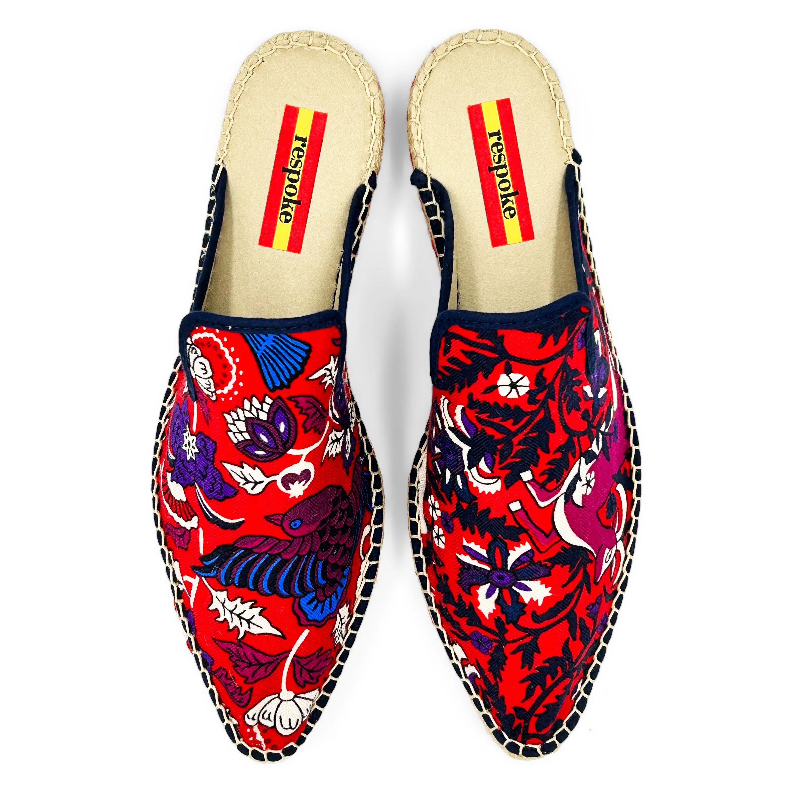 JARDINS Red Silk/Cashmere Cocktail Mule Espadrilles