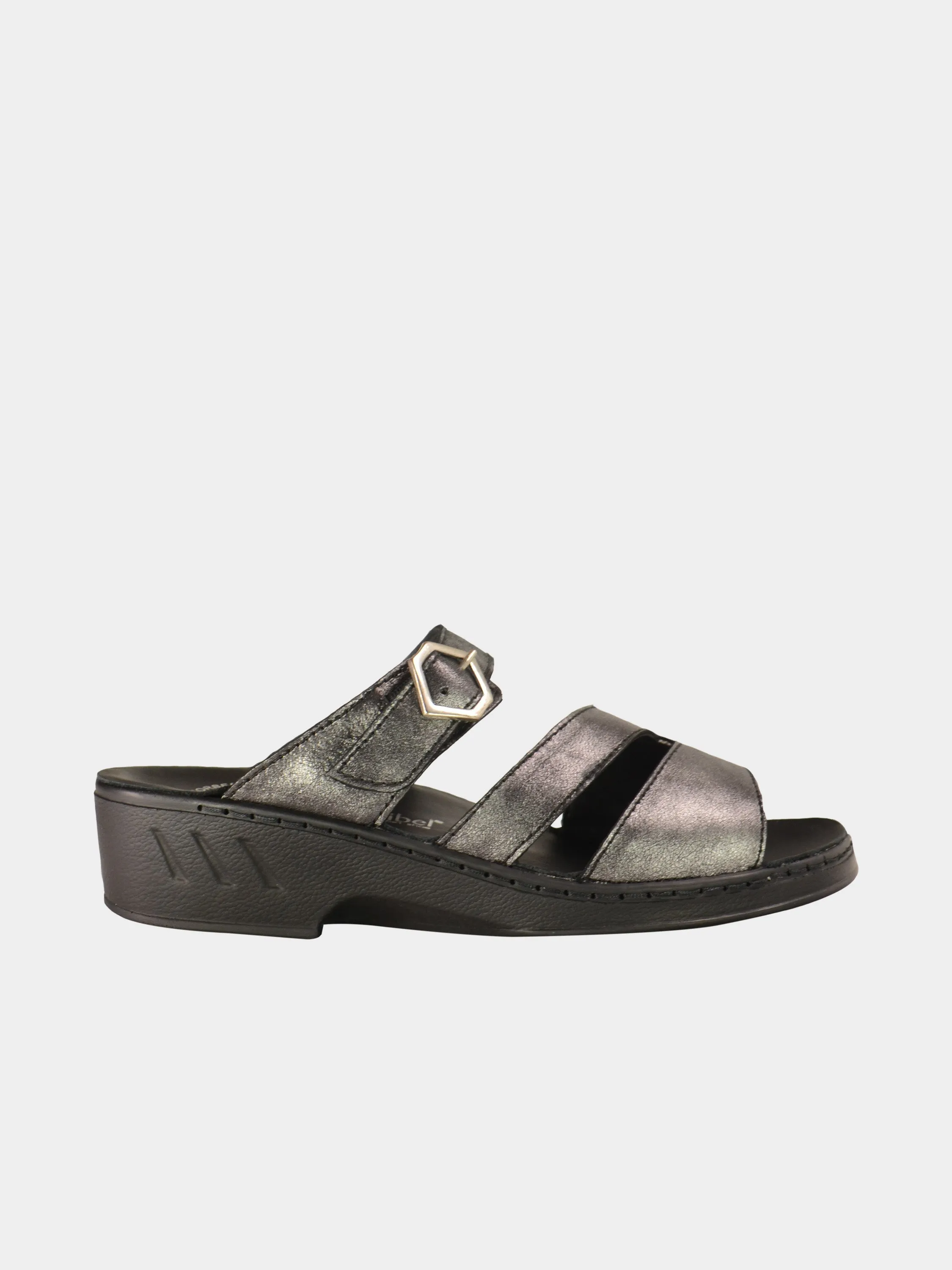 Josef Seibel Women Slider Sandals in Grey Leather