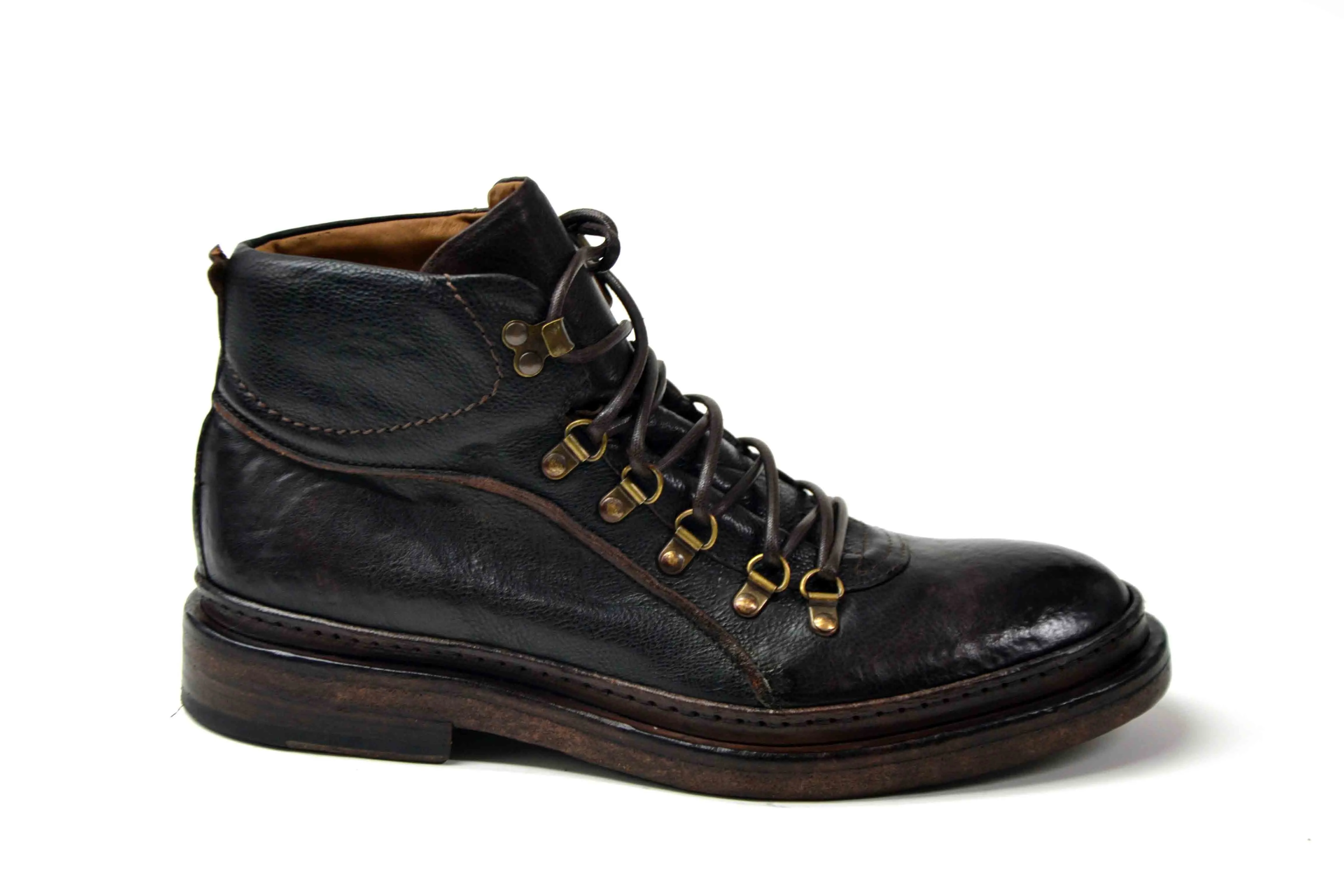 LAST PAIR 42- TOUGH LACED UP BOOTIES IN DARK BROWN