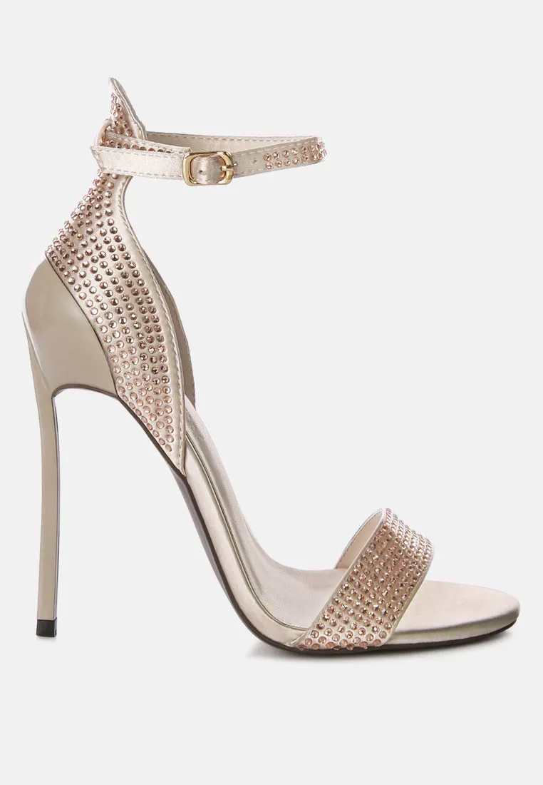 MAGNATE Beige Rhinestone Embellished Stiletto Sandals