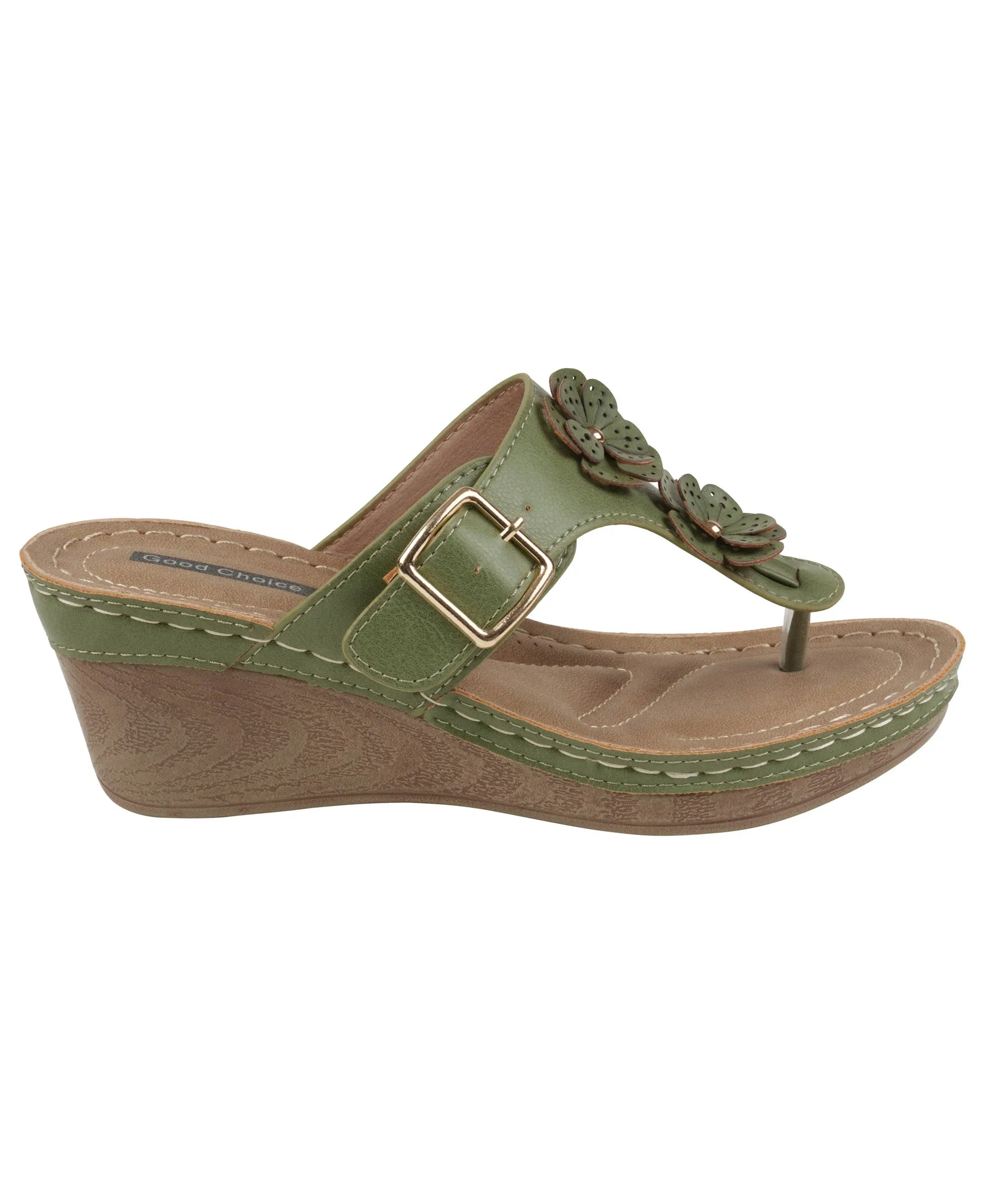 Narbone Green Wedge Sandals