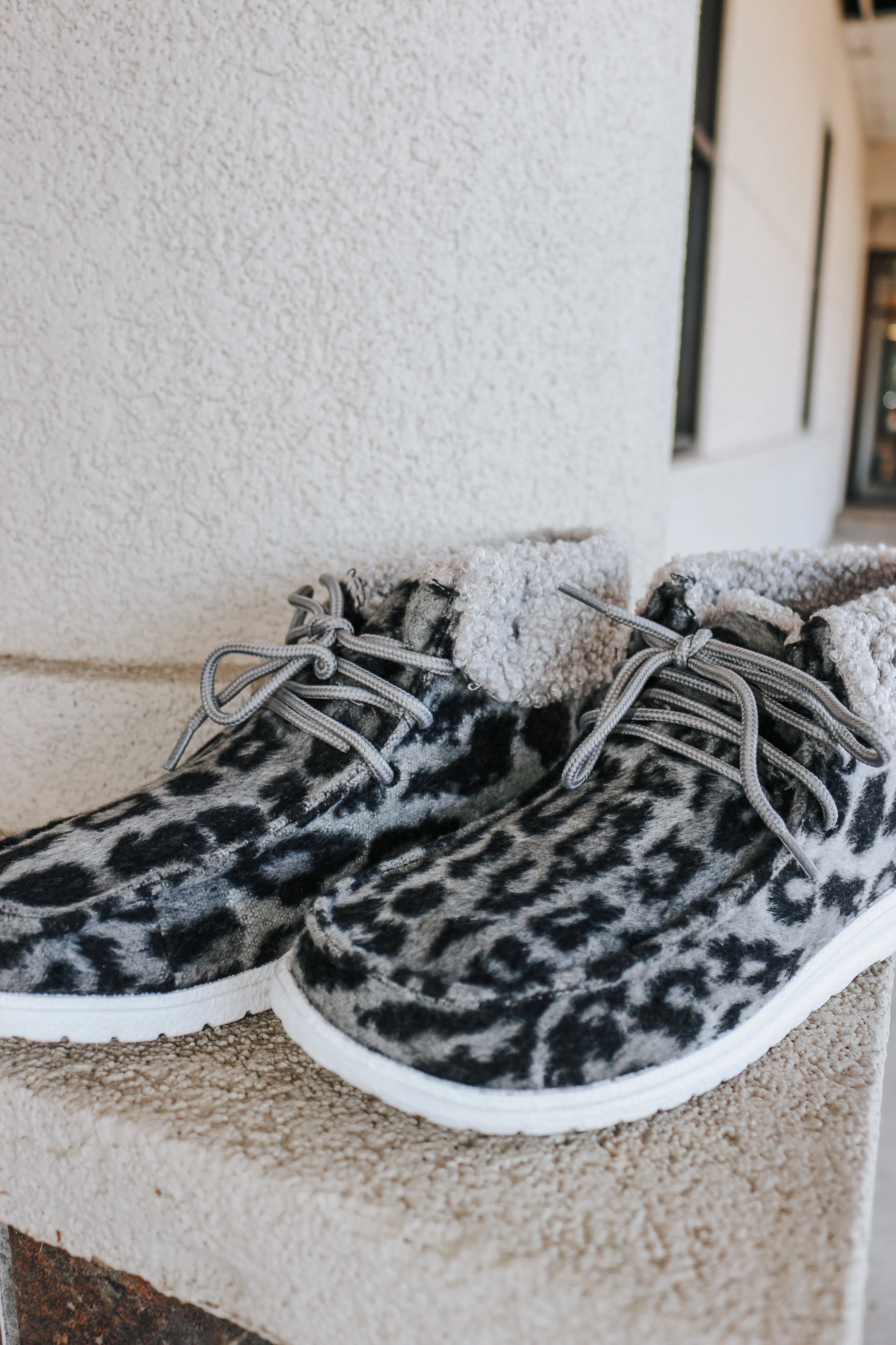 Odion Grey Leopard Slip-Ons