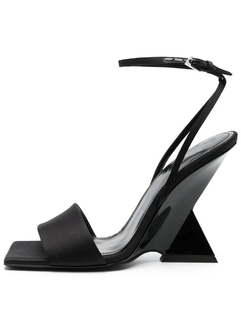 Pre Order:  Open Square Toe Buckle High Heel Sandals