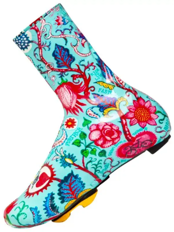 Secret Garden Cycling Shoe Covers- Aqua