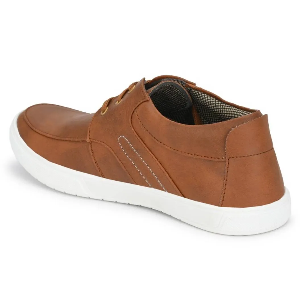 Tan Lace-Up Casual Shoes For Men's