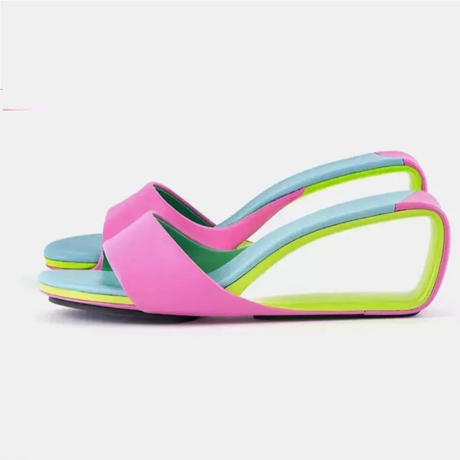 TEEK - Open Solo Band Wedge Slide Sandals