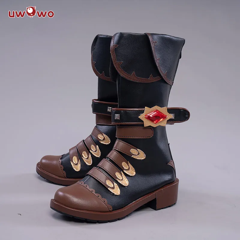 Uwowo Game Genshin Impact Cosplay Diluc The Dark Side of Dawn Darknight Hero Cosplay Shoes