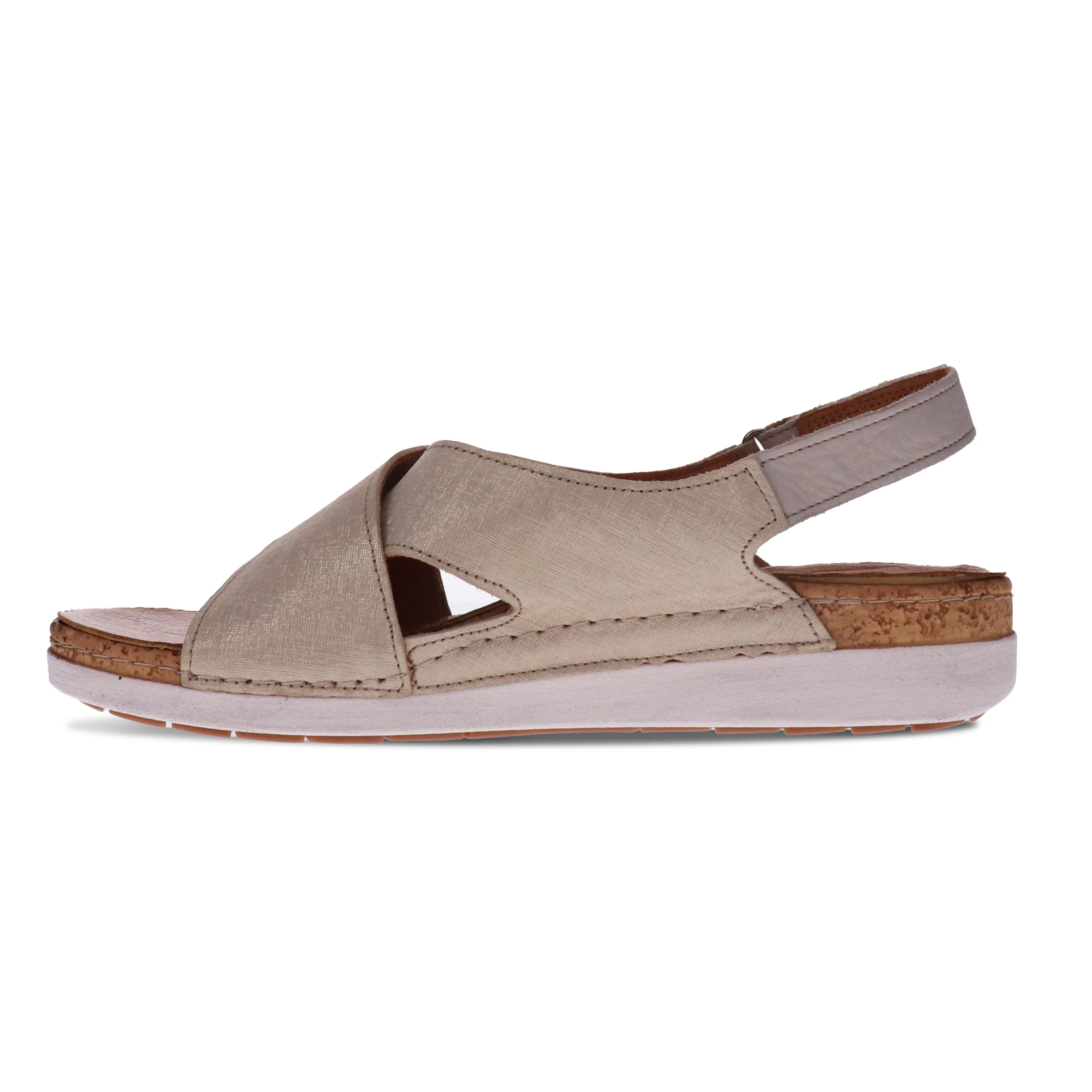 Revere Cottesloe Womens Comfort Sandal in Gold Linen