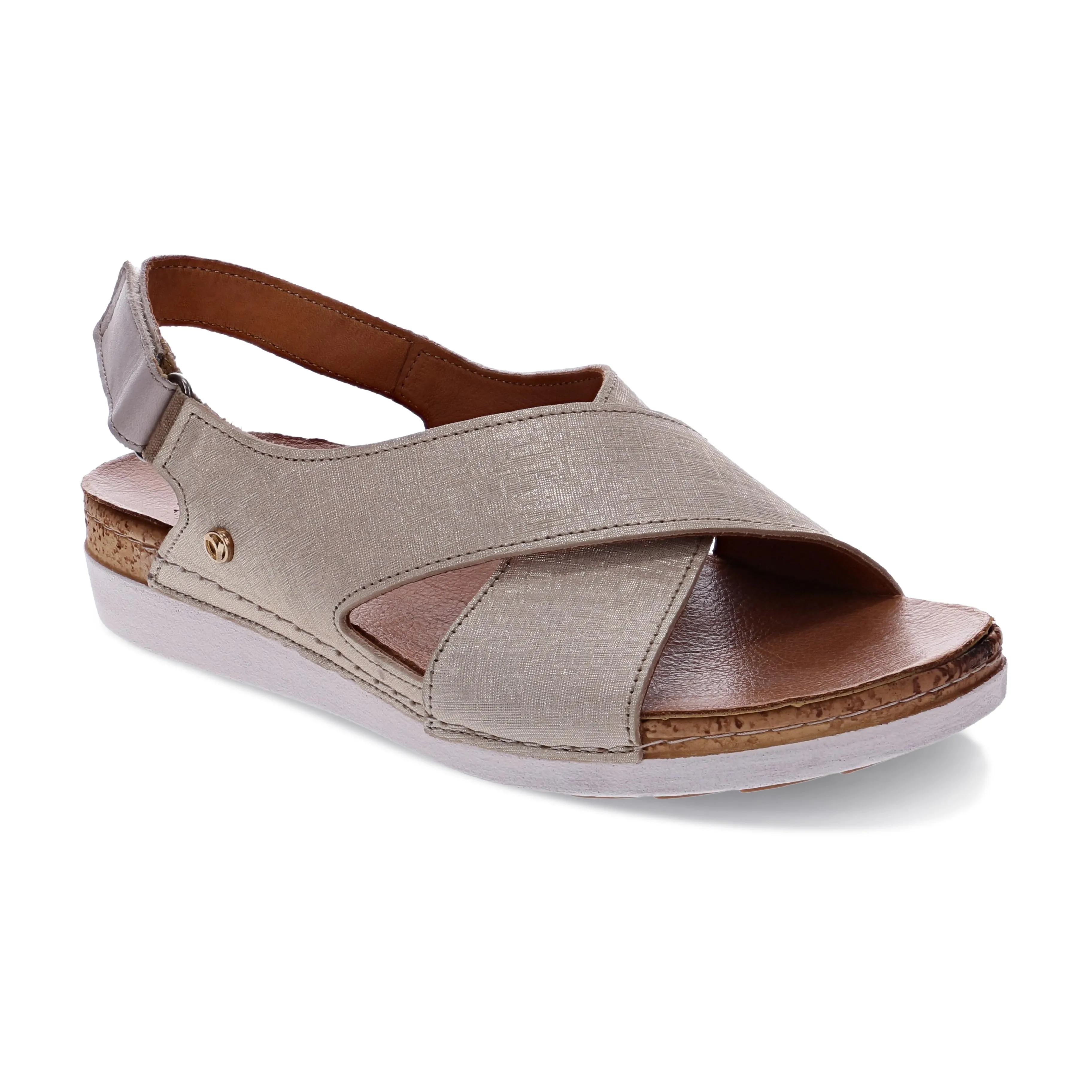 Revere Cottesloe Womens Comfort Sandal in Gold Linen