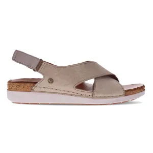 Revere Cottesloe Womens Comfort Sandal in Gold Linen