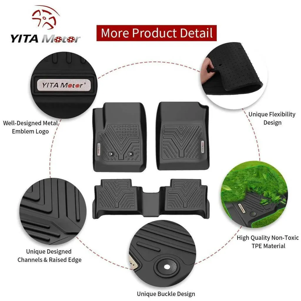 YITAMOTOR® 15-22 Chevy Colorado Crew Cab/GMC Canyon Crew Cab Floor Mats, 1st & 2nd Row All Weather Protection